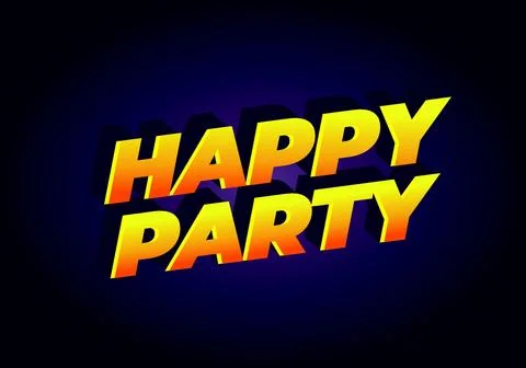 Happy party. text effect in modern style.eye catching color. 3D look Stock Illustration
