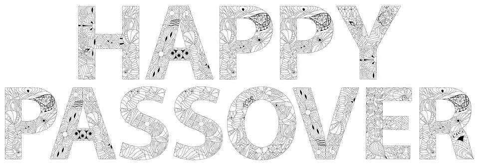 HAPPY PASSOVER for coloring. Vector zentangle object for decoration Stock Illustration