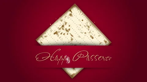 Happy Passover text. Traditional jewish matzah bread. Animated screensaver Stock Footage