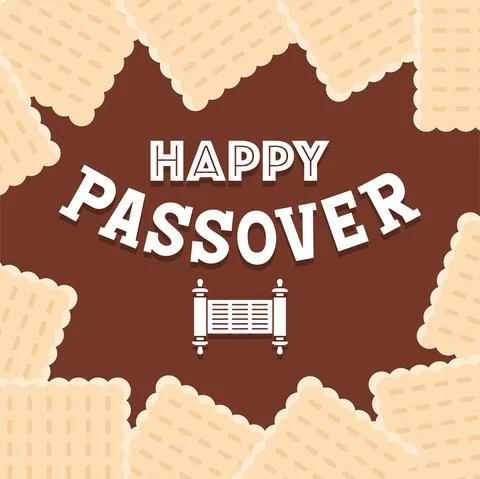 Happy passover vector with Matzos surround on background Stock Illustration