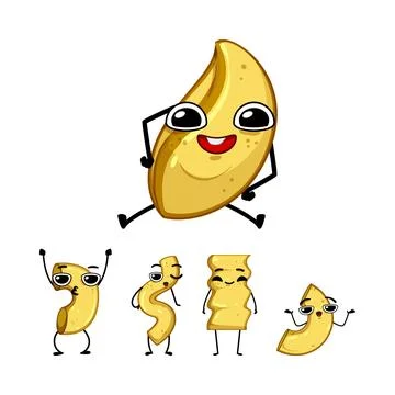 Happy pasta characters having fun together Stock Illustration