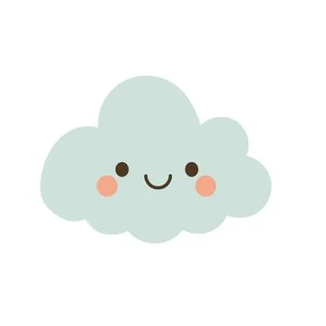 Happy pastel cloud with a soft face and gentle blush, ideal for cheerful weather Stock Illustration