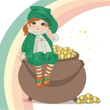 HAPPY PATRICK Saint Patrick Day Cartoon Vector Illustration Set Stock Illustration
