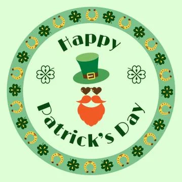 Happy Patrick's Day vector illustration Festive frame pattern. Text in a styl 스톡 일러스트