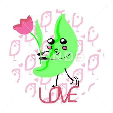 Happy pea in cartoon style, kawaii .Vector illustration. Illustration ...