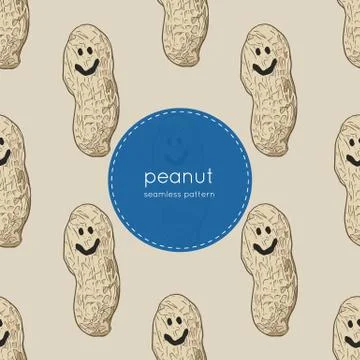 Happy Peanut seamless pattern vector. Stock Illustration