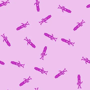 Happy pen character line vector seamless pattern Stock Illustration