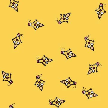 Happy pen character vector seamless pattern Stock Illustration