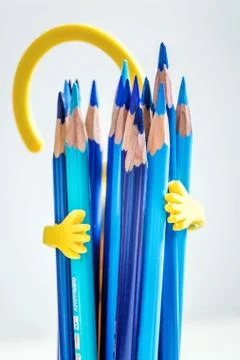 Happy pencils vertical Stock Photos