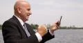 Happy People Excited Internet News Received Businessman Working Tablet Lake View 4k or 4k+ Resolution