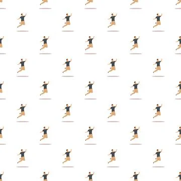Happy people jumping seamless pattern on white background Illustrazione stock