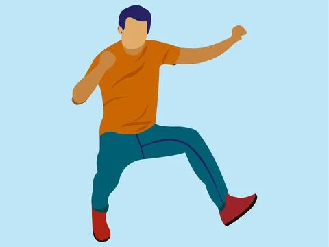 Happy person with joy Flat Vector Illustration Stock Illustration