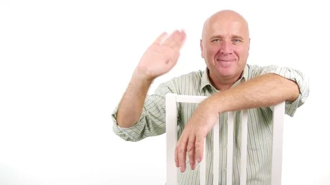 Happy Person Smiling Wait and Salute with Hello Hand Gestures Stock Footage