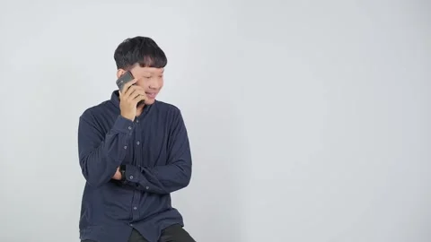 Happy Person Smiling While Receiving Good News 库存影片 344830854