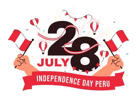 Happy Peru Independence Day Vector Illustration on july 28 Featuring a Wavi.. Stock Illustration