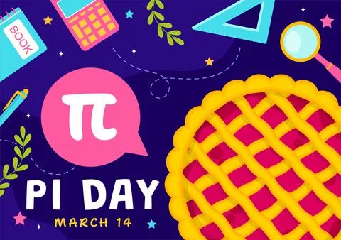 Happy Pi Day Vector Illustration on 14 March with Mathematical Constants, G.. Stock Illustration