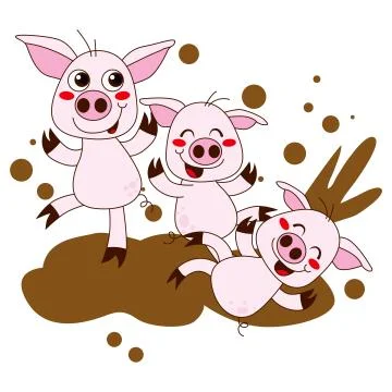 Happy Pigs Stock Illustration