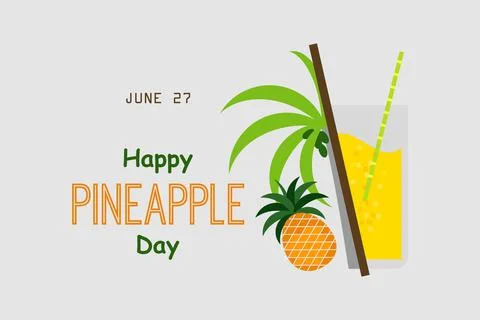 Happy pineapple day - pineapple juice symbols Stock Illustration
