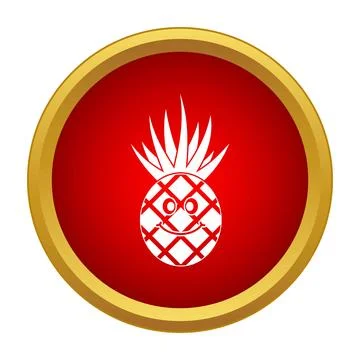 Happy pineapple fruit cartoon face icon concept Stock Illustration