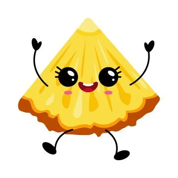 Happy pineapple slice character with big eyes and smile Stock-Illustration