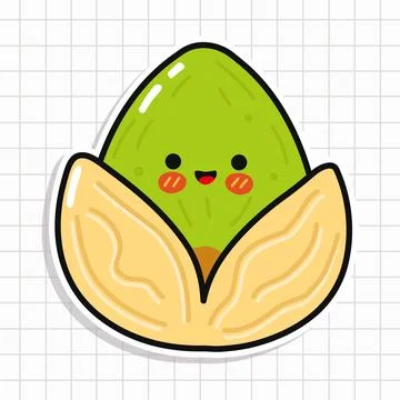 Happy pistachio character smiling while opening shell Stock Illustration
