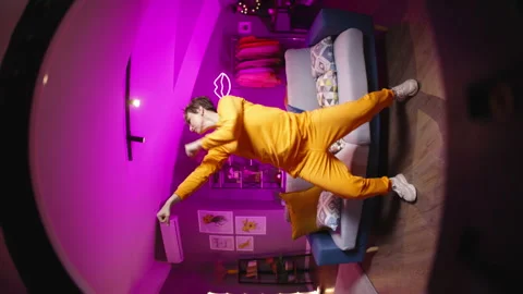 Happy popular blogger make funny moves Stock Video Pond5