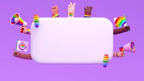 Happy Pride looping video with blank message text box and festive hands wit.. Stock Footage 307937699