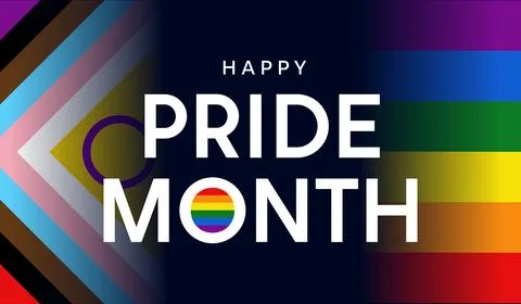 Happy Pride Month background, typography poster, LGBT flag Stock Illustration