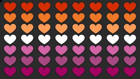 Happy Pride Month Lesbian Pride Flag Heart Line Background Stock-Illustration