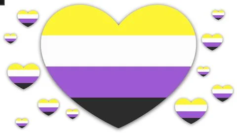 Happy Pride Month Non-binary Pride Flag Heart Background Stock Illustration