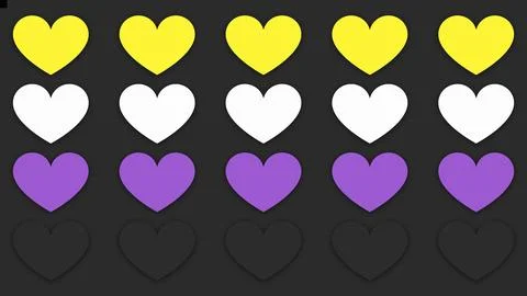 Happy Pride Month Non-binary Pride Flag Heart Line Background Stock Illustration