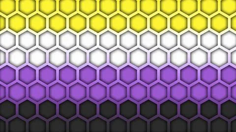 Happy Pride Month Non-binary Pride Flag Honeycomb Background Stock Illustration
