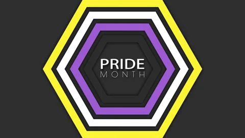 Happy Pride Month Non-binary Pride Flag Honeycomb Tunnel Background Stock Illustration