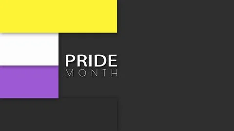 Happy Pride Month Non-binary Pride Flag Horizontal Lines Background Stock Illustration