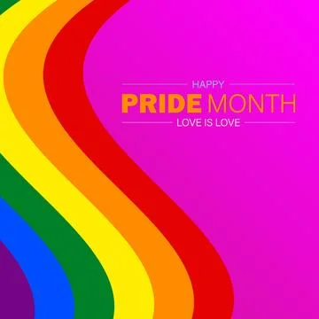 Happy Pride Month Rainbow Background with Love is Love Text Stock Illustration