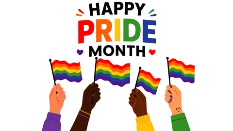 Happy Pride Month Rainbow Flags Diversity and Equality Celebration Animation Stock Footage 335348546