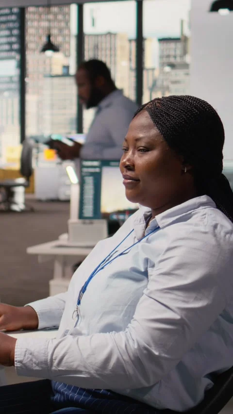 Happy product developer in office using advanced solar cell technology 스톡 동영상 315473886