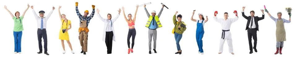 Happy profession workers set Stock Photos