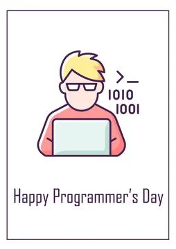 Happy programmer day greeting card with color icon element Stock-Illustration