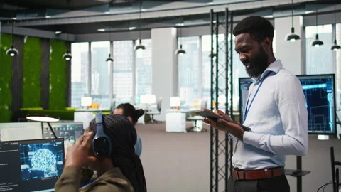 Happy programmer designing and developing software applications Stock Footage 313164627