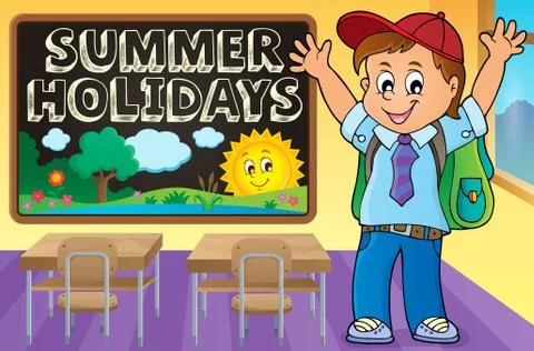 Happy pupil boy theme image Stock Illustration