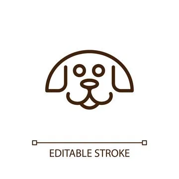 Happy puppy linear icon Stock Illustration