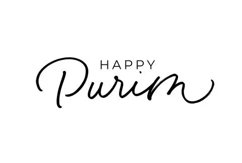 Happy Purim hand drawn vector line calligraphy. Stock Illustration