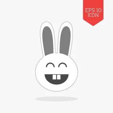 Happy rabbit icon. Flat design gray color symbol. Modern UI web navigation, s Stock Illustration