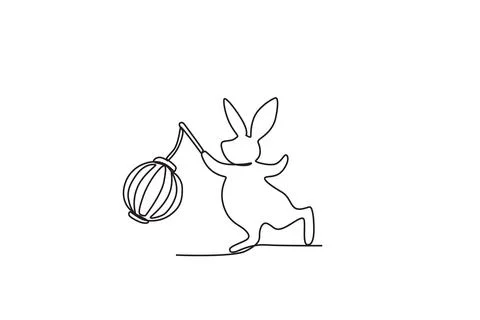 A happy rabbit playing lantern Stock Illustration