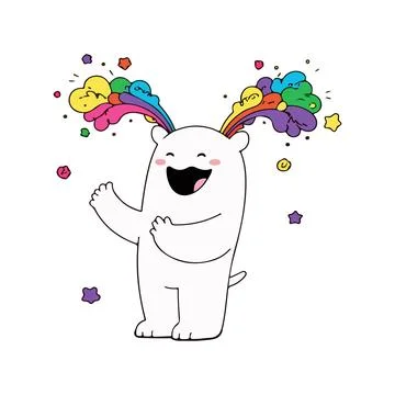 Happy Rainbow Bear Character Stock Illustration