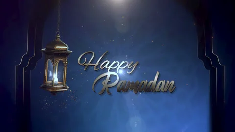 Happy Ramadan Blue Lantern Stock Footage 238392257