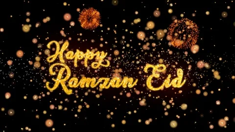 Happy Ramzan Eid Abstract particles and glitter fireworks greeting card text 動画素材 92358333