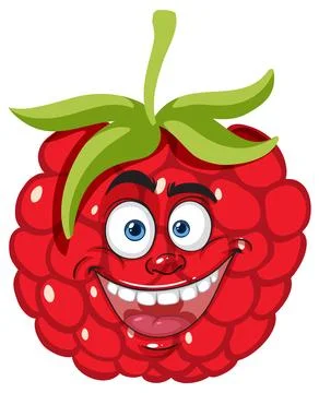Happy Raspberry Cartoon Character 스톡 일러스트