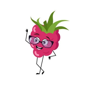 Happy raspberry character Stock Illustration